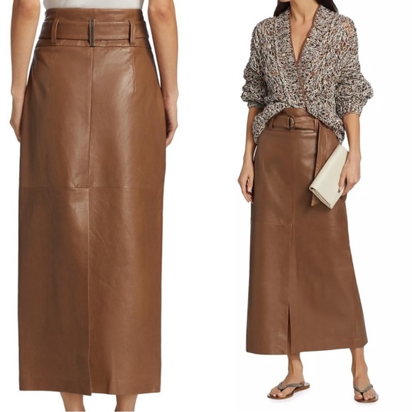 Brunello Cucinelli Dresses & Skirts - Brunello Cucinelli Leather Maxi Skirt